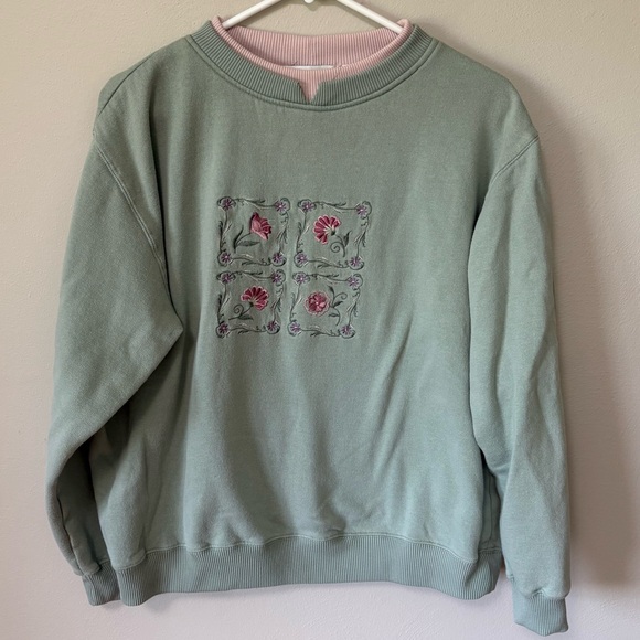 Vintage Floral Embroidered Sweatshirt Shenanigans XL - Picture 1 of 8